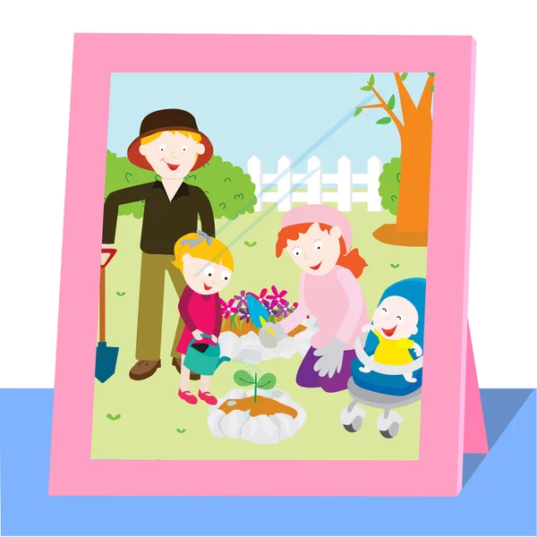 Rodinná fotografie na jaře — Stockový vektor