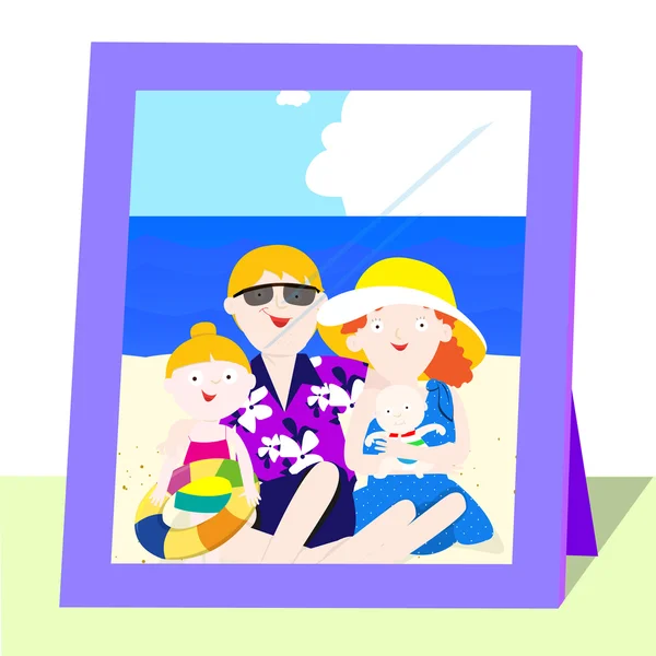 Foto familiar en verano — Vector de stock