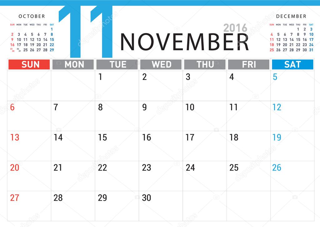 planning calendar November 2016
