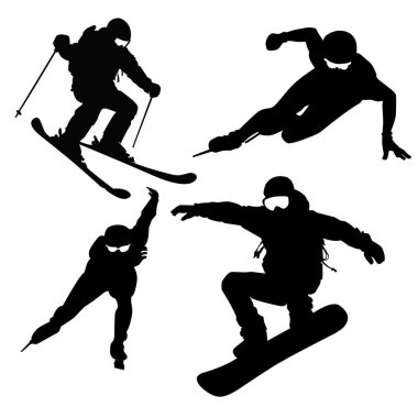 winter sport set silhouette vector art