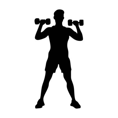 men dumbell exercise workout silhouette