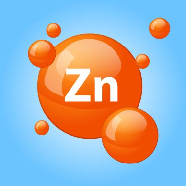 Çinko simge yapısı kimyasal element şekil dairesi açık turuncu