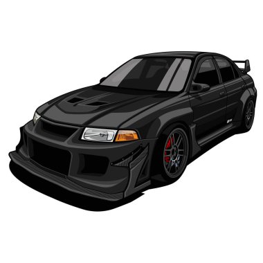 siyah mitsubishi evo yarış arabası tarzı vektör sanatı