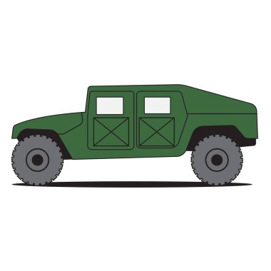 askeri araç yan görünümü düz vektör sanatı