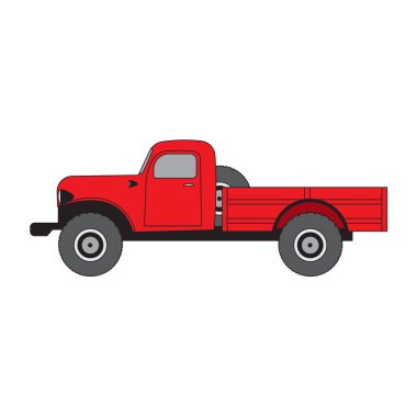 Vintage kamyon yan görünümü düz vektör