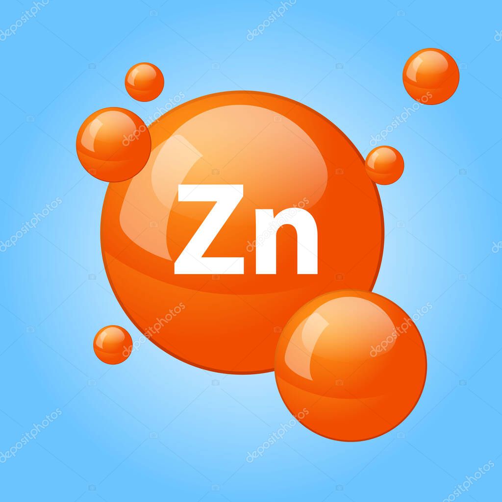 Zinc icon structure chemical element round shape circle light orange