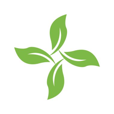 dört yeşil yaprak logo sembolü vektörü