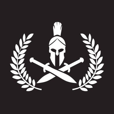 Gladyatör miğferi çapraz kılıç, defne logosu