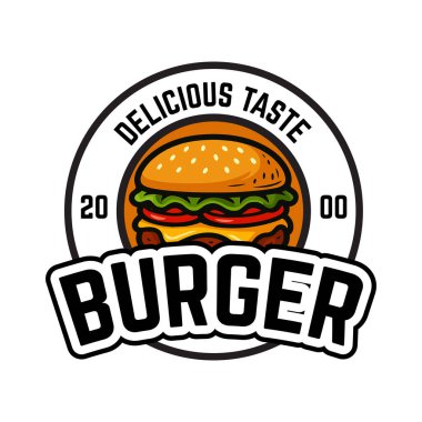 Hamburger fast food resto logo şablonu