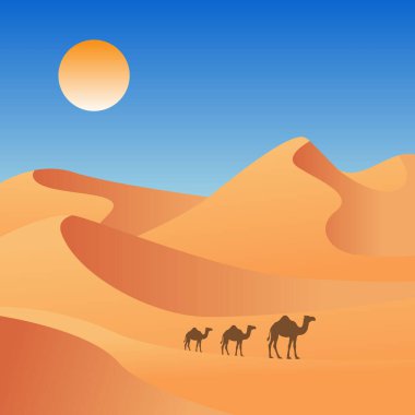 Arap çölü üç deve silueti vektörü 