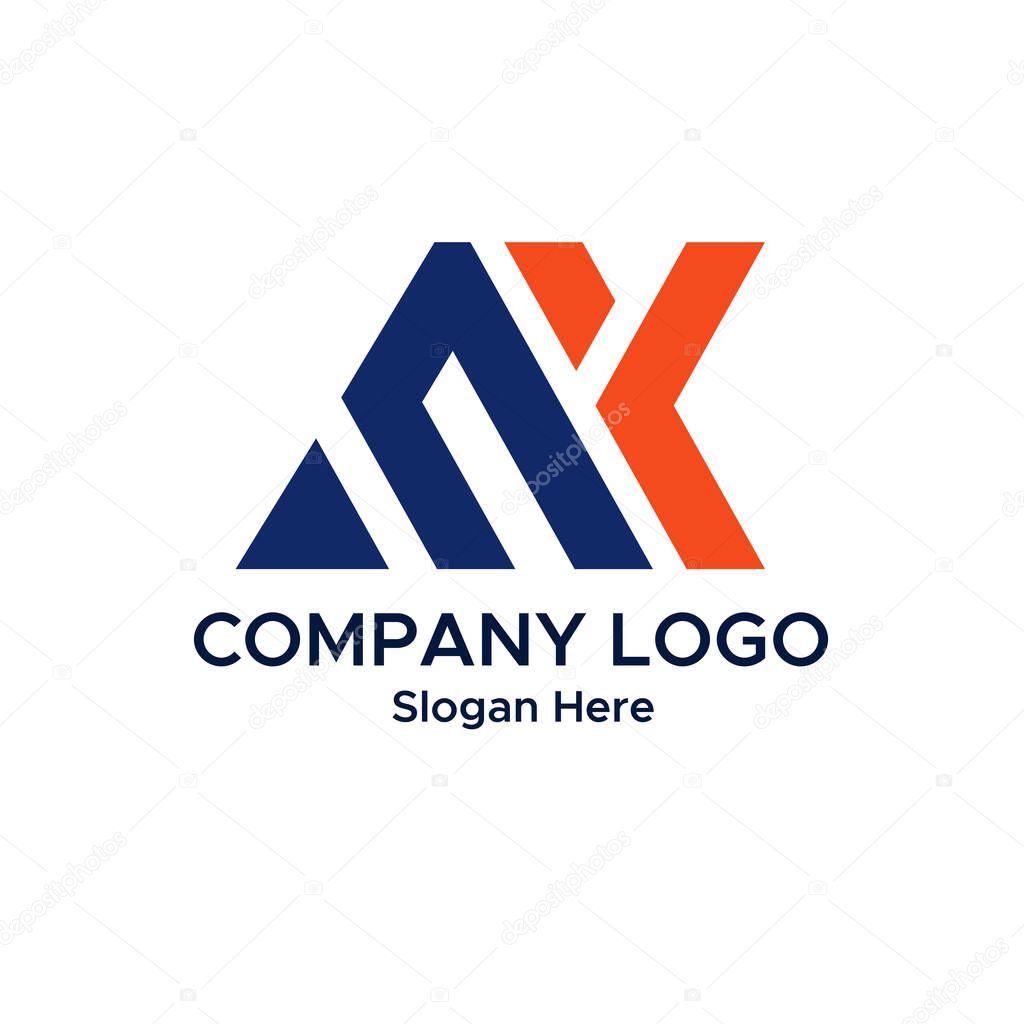 Initial letter MK company logo template