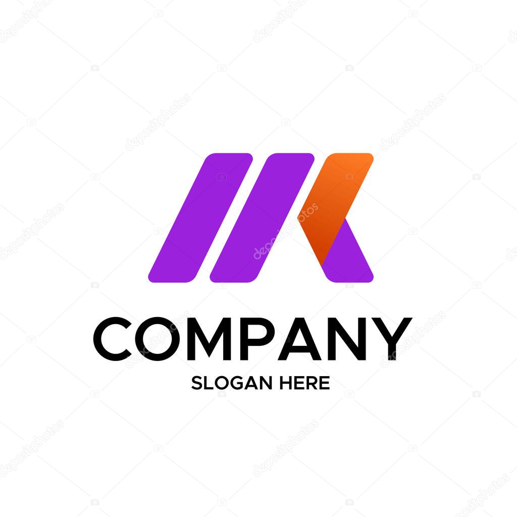 Letter MK modern colorful logo template