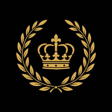 Altın defne çelengi kral simgesi logo vektörü