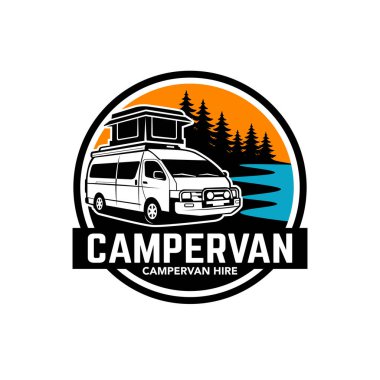 Siyah beyaz karavan çizimi. Çatı çadırı ve kamp ekipmanlarıyla dolu bir seyahat minibüsü. Beyaz arkaplanda çok az monokrom vektör tasarımı var. Kamp için uygun, minibüs hayatı, araba yolculuğu, açık hava macera temaları, logolar...