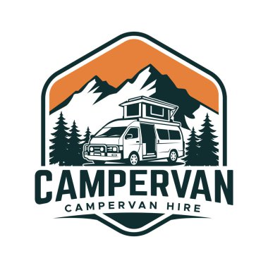 Kamp minibüsü, çam ağacı amblem logo taşıyıcısı