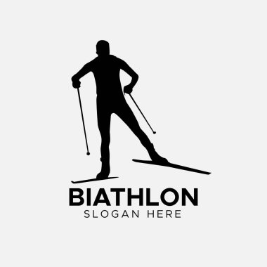biatlon silueti kış sporu vektör tasarımı