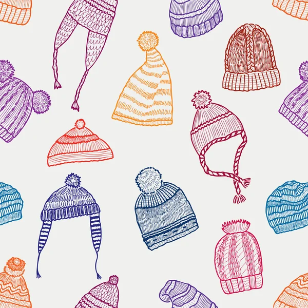 Modèle des bonnets tricotés — Image vectorielle