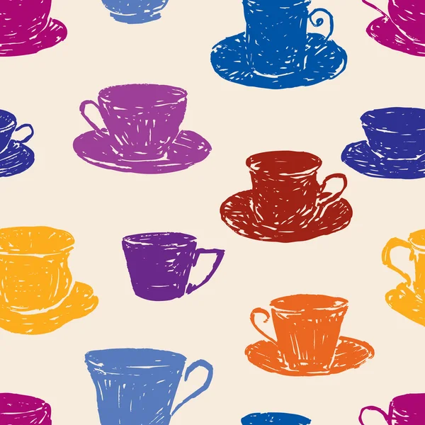 Patrón de las diversas tazas de té — Archivo Imágenes Vectoriales