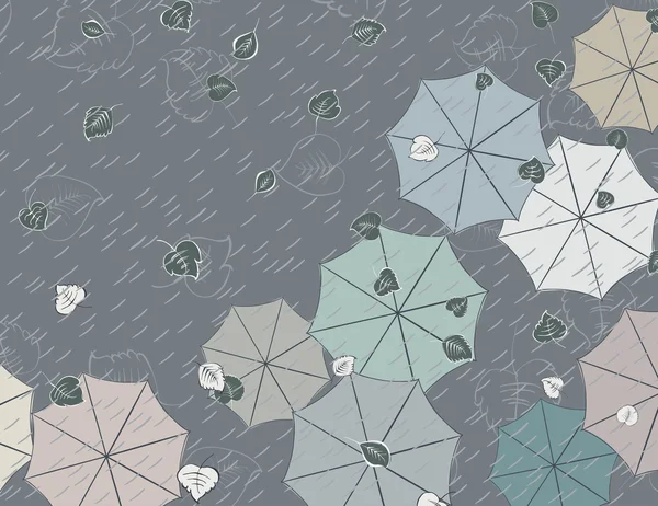 遮阳伞在雨中 — 图库矢量图片