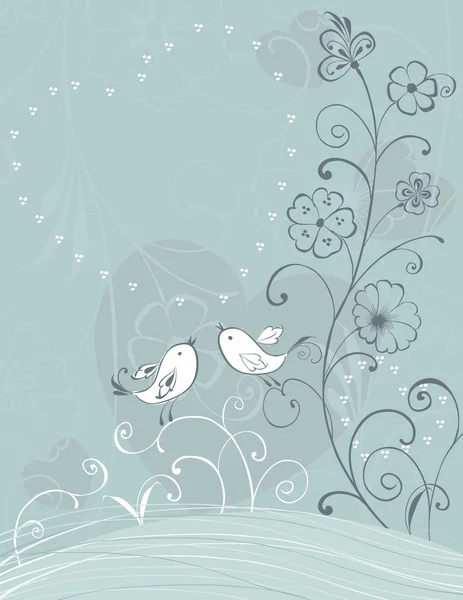 Chantant des oiseaux amoureux — Image vectorielle