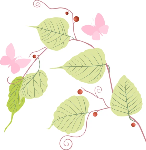 Twig and butterflies — Stock Vector