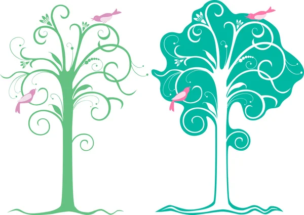Dos árboles decorativos — Vector de stock