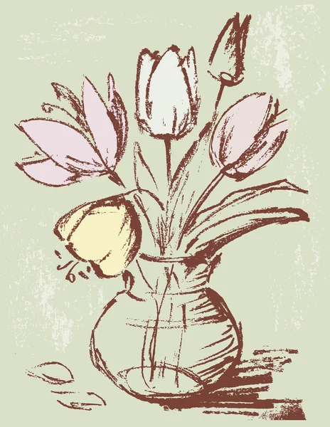 Tulipanes en el jarrón — Archivo Imágenes Vectoriales
