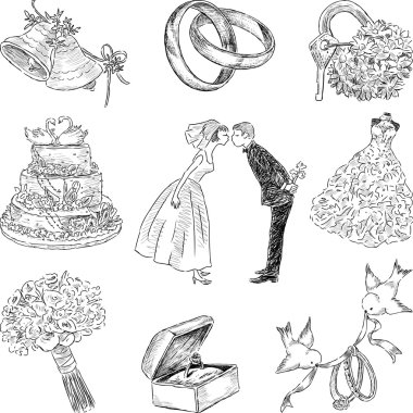 wedding symbols set clipart