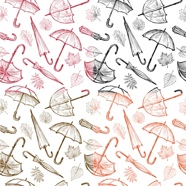 Deštníky a listy — Stockový vektor