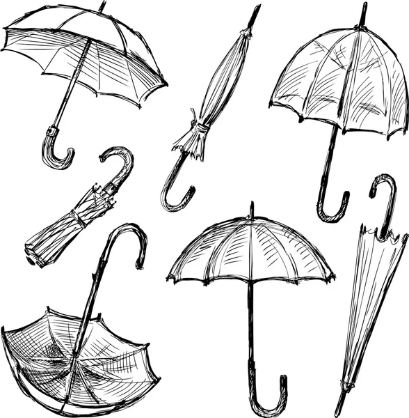 Schizzi degli ombrelli — Vettoriale Stock