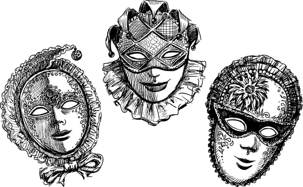 Weneckie maski vintage — Wektor stockowy