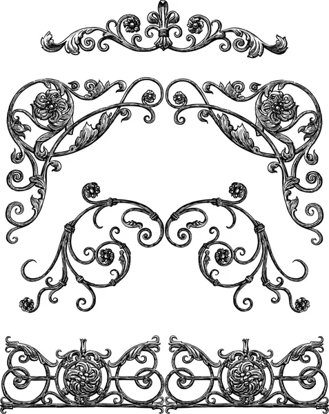 Elementos decorativos antiguos — Vector de stock