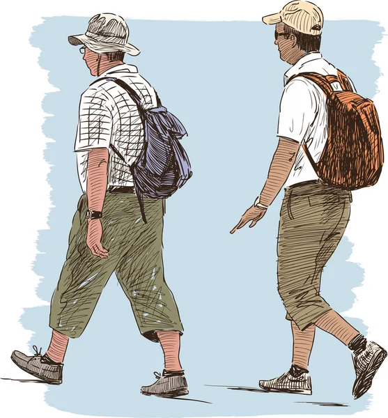 Туристы на прогулке — стоковый вектор