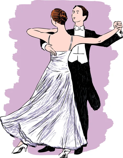 Waltzing eletgant pareja — Vector de stock