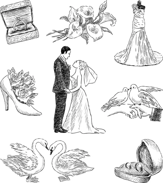 Conjunto de los símbolos de boda — Archivo Imágenes Vectoriales