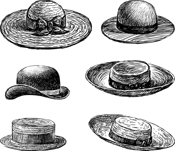 Colección de sombreros femeninos — Vector de stock