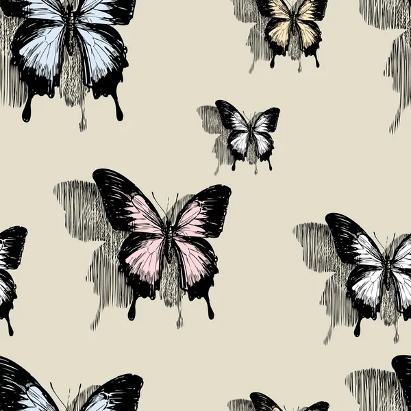 Papillons sur le mur — Image vectorielle