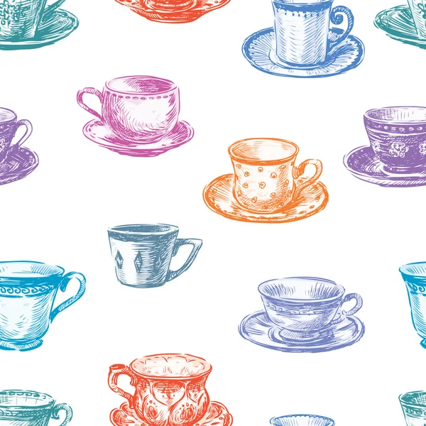 Patrón de las tazas de té — Archivo Imágenes Vectoriales