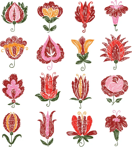 Bocetos de las flores decorativas — Archivo Imágenes Vectoriales