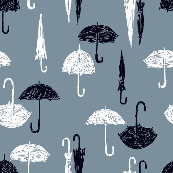 Pattern of the black and white umbrellas — Stock Vector