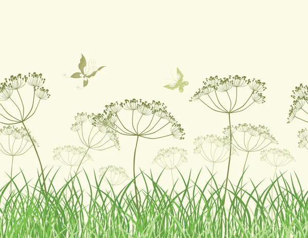 在草地上的野花 — 图库矢量图片