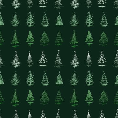 Seamless vector background of sketches various christmas trees vector Seamless vector background of sketches various christmas trees vector