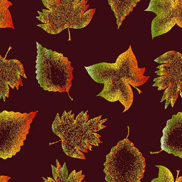 Nahtloses Muster Abstrakter Bunter Herbstblätter — Stockvektor