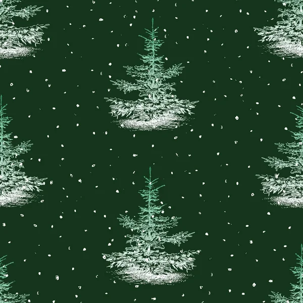 Απρόσκοπτη Μορφή Σκίτσα Μικρά Κατεψυγμένα Χριστουγεννιάτικα Δέντρα — Διανυσματικό Αρχείο