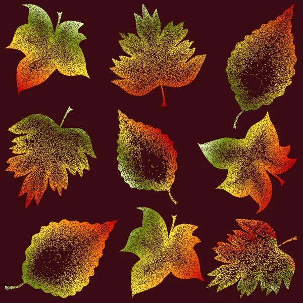 Image Vectorielle Diverses Feuilles Automne Abstraites Colorées — Image vectorielle