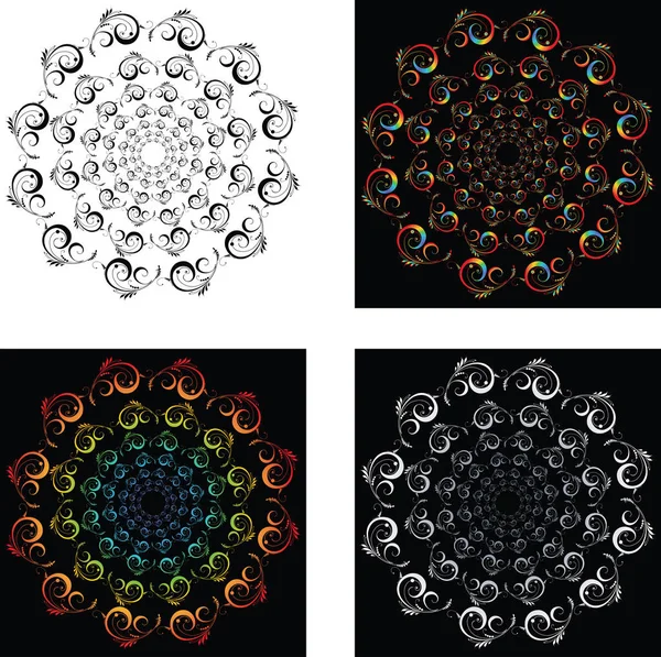 装饰花卉圆形设计元素矢量绘图 — 图库矢量图片