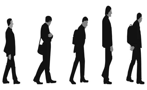 各种行走男子的轮廓的矢量图像 — 图库矢量图片