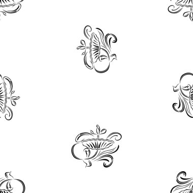 Taslak desensiz dekoratif soyut çiçek deseni