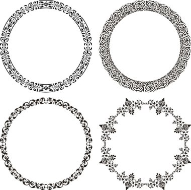 Eski tarz dekoratif yuvarlak çerçevelerin vektör resmi