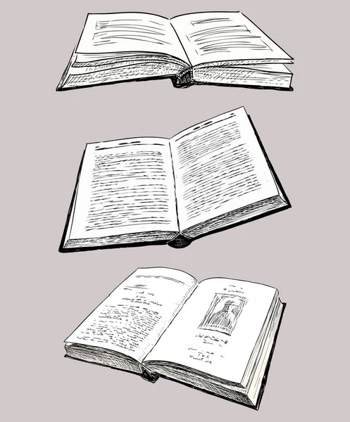 Freihändige Zeichnungen Gedruckter Alter Bücher — Stockvektor